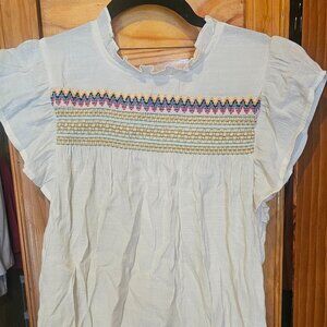 Blue pepper embroidered top